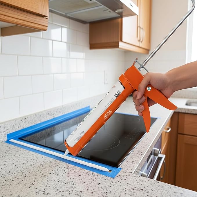 ADAK - Professional Caulking Gun, 10:1 Thrust Ratio, Caulking Gun No Drip, Hand Tool for Silicone & Sealant Application, Smooth Pressure Caulk Gun, Caulking Gun Tool (Orange)