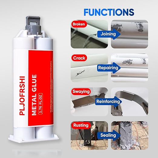 PLJOFRSHI Metal Repair Glue, 2 Part Heavy Duty Epoxy Liquid Metal Welding, High Temp Resistant Waterproof Repair Putty for Metal, Plastic, Wood, Ceramic. Fix Leaks & Cracks for Auto(3Pcs)