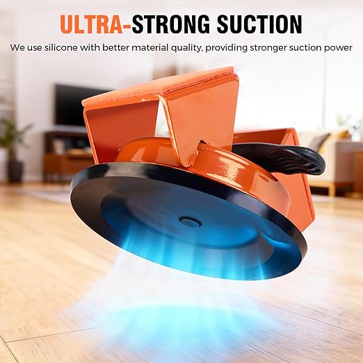 Floor Gap Fixer Tool for Laminate, LVP, Vinyl Plank & Engineered Hardwood Floors – Heavy Duty Aluminum Suction Cup, DIY Floor Gap Repair Kit (Orange, Double-Sided)