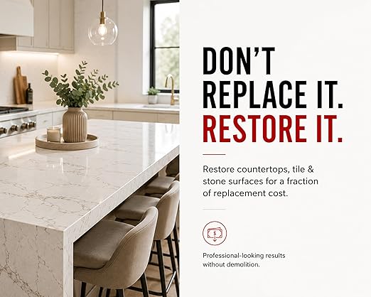 Instant Install 29 Complete - 20 oz Epoxy Permanent Repair Kit with EZ-Tint 10 g 5-Pack, Mixing Sticks, Razor, & Shaping Strip - Granite, Marble, & Tile - Rebonds & Rebuilds - Dry in 29 Minutes