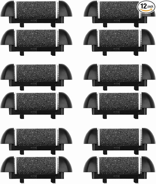 12 Pack Same Coarse Replacement Roller Head for Electric Foot Filer Callus Remover for Feet Pedicure Tools Pedicure Kit Refill Rollers for Cracked Heels and Dead Skin (12pcs Medium Coarse)