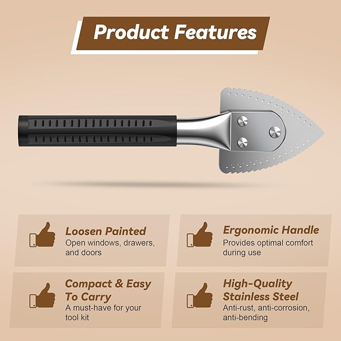 Feekoon Professional Metal Window Opener, Stainless Steel Window Zipper Deglazing Tool, Scraper Tool for Cutting Through Dried Paint and Hardened Caulk
