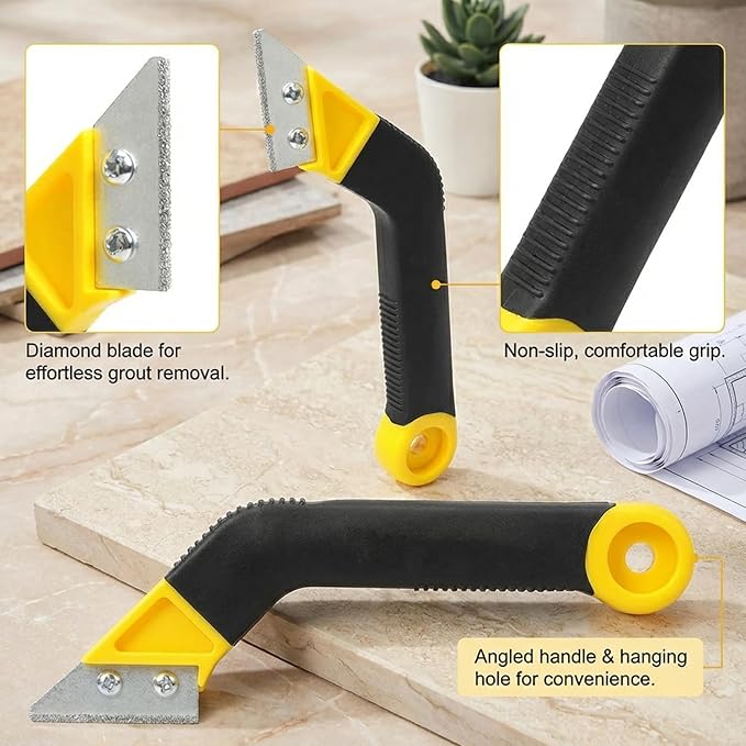 Tile Grout Saw, Angled Saw with 7PCS Extra Blades Replacement, Grout Removal Tool for Tile Cleaning and Repair