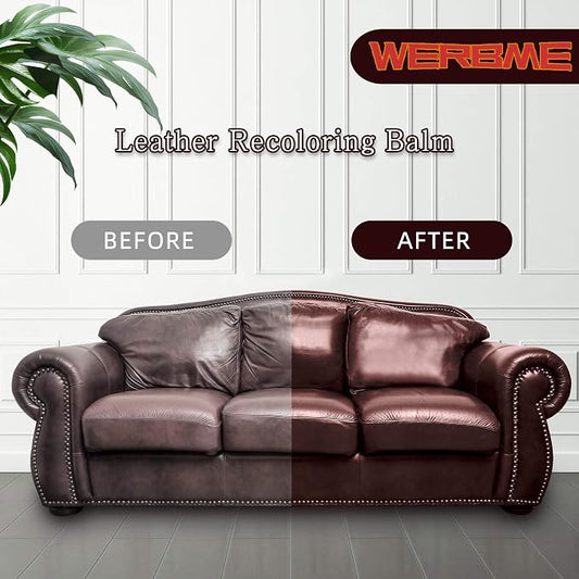 Leather Recoloring Balm - Leather & Vinyl Repair Balm for Furniture, Couches,Car Seats, Auto Interior & Accessories, Restores Faded, Worn, Scratched and Cracked Leather Surfaces (Gray)
