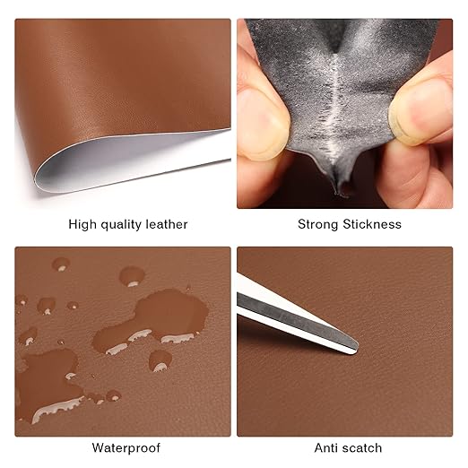 BSZHTECH Leather Repair Tape Self-Adhesive Leather Repair Patch for Couch Furniture Sofas Car Seats Advanced PU Vinyl Leather Repair Kit (RBrown, 3.9X79 inch)