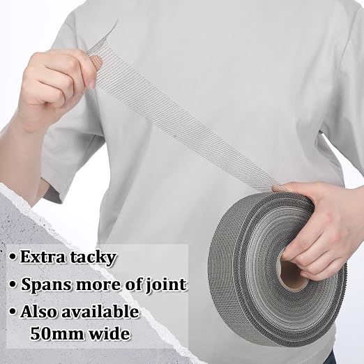 500 ft x 2 Inch Cement Board Joint Tape Self Adhesive Durable Gray Fiberglass Mesh Drywall Mesh Repair Tape for Cement Board Joints Repairing, Sealing and Strengthening