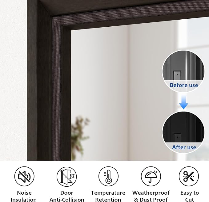 40 Feet Door Weather Stripping, Kerf Weather Stripping for Doors with Groove, Kerf Door Seal for Large Gap and Easy Installation(40, Brown)