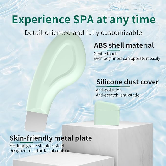 Blackhead Remover Tool, Stainless Steel Face Scraper, Manual Skin Scrubber Face Spatula with Silicone Cover for Nose, Chin and T-Zone, Skin Care Tool for Men and Women(Green