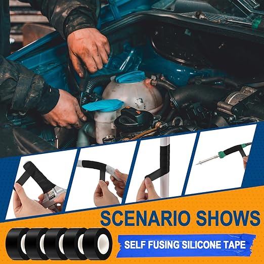 Pangda 10 Rolls Black Self Fusing Silicone Tape 1 in x 10ft Heavy Duty Electrical Tape Waterproof & Insulating Self Bonding Repair Bandage for Hose, Gym Equipment, Automotive, Outdoor & Repairs