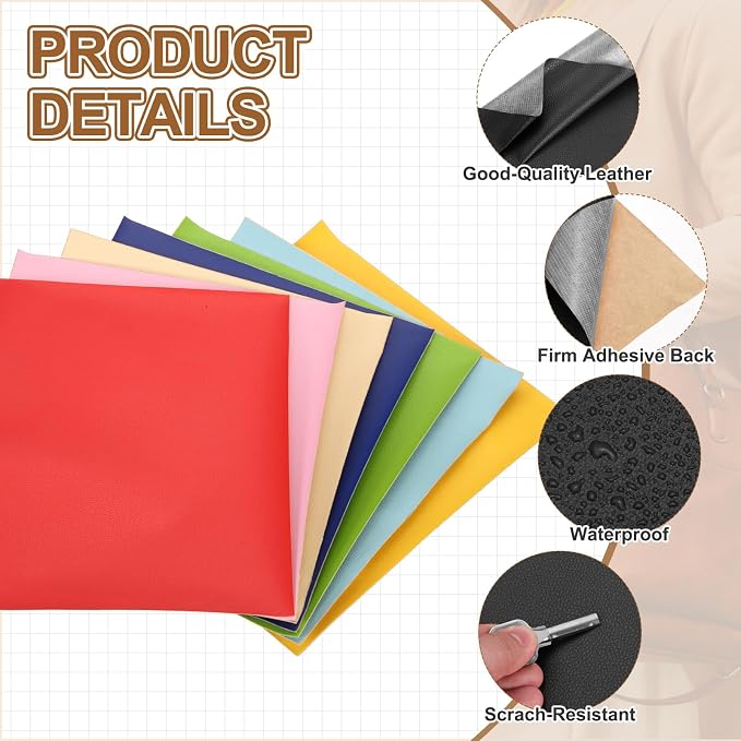 MECCANIXITY 5 Pcs Leather Repair Patch 10"x12" Self-Adhesive Leather Vinyl Repair Tape Kit for Furniture Couches Sofa Chair Car Boat Seats Jackets, Black