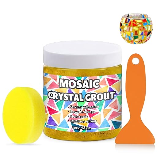 Mosaic Crystal Grout, Mosaics Tile Tools, Mosaic Tile Accessories – Essential for Handmade Grouting and Perfect for DIY Craft Projects (Gold, 4.5oz)