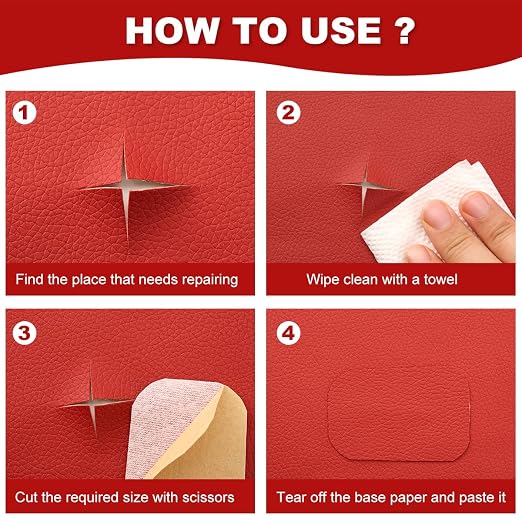 Leather Repair Patch 17.3 x 117 Inch Self Adhesive Leather Repair Kit for Couch Car Seat Furniture Sofa Chair, Faux Leather Fabric Roll Leather Furniture Repair Kit