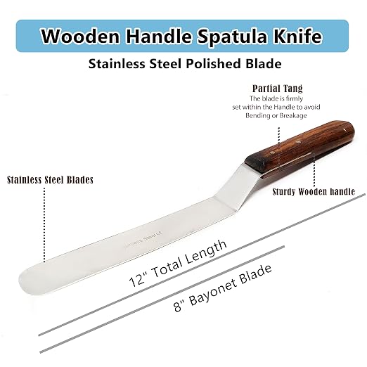A2Z Scilab Brand Engineering Classic Offset Caulk Tooling Spatula, Stainless Steel (8 Inch Long Offset Blade)