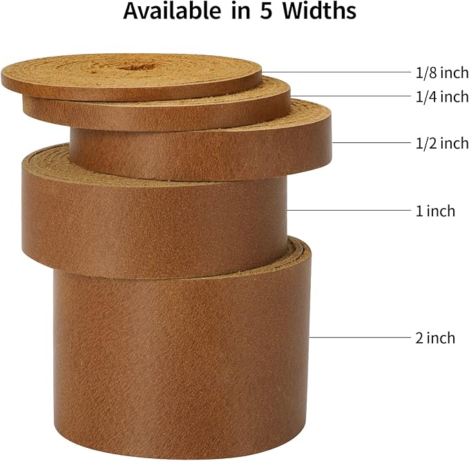 Ringsun 1/8 Inch Wide Flat Leather Strips for Crafts, Leather Shoe Laces Boot Laces Full Grain Leather Straps Cord String for Crafts (2mm Thick 72.5 Inches Long Bourbon Brown)