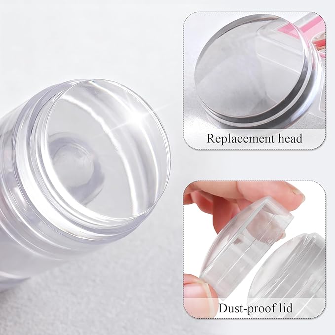 Rotatable Silicone Nail Stamper Set, Adjustable Image Size Nail Stamps, French Nail Stamping Tools with Scraper, Nail Art Accessories for DIY Manicures, Sello de Silicona para Uñas
