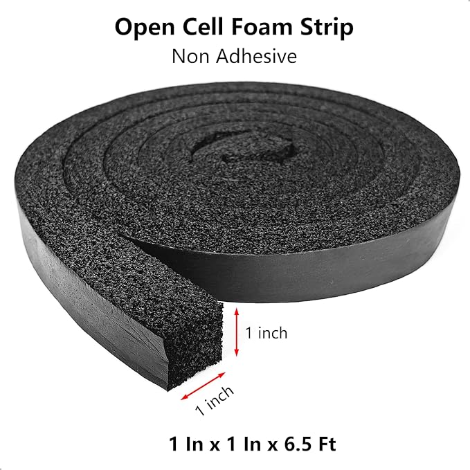 Weather Stripping Door Seal Strip, 1 in x 1 in, Non-Adhesive, High Reslilience, AC Insulation Tape, Weatherproof, Reduce Noise, Gap Filler, Foam Insulation Tape for Doors and Windows
