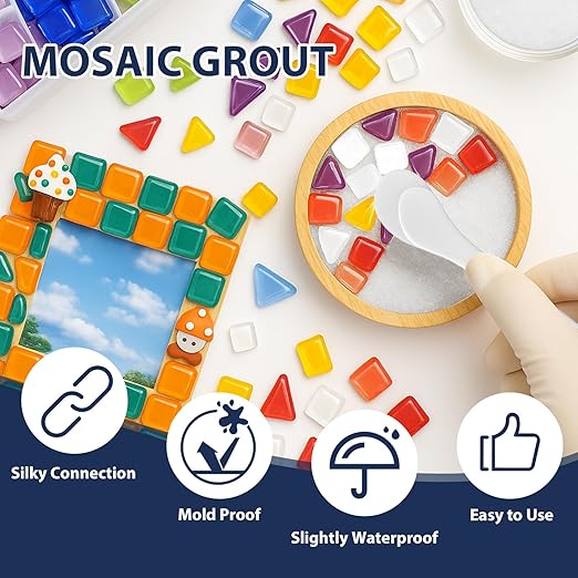 200g White Crystal Mosaic Grout, Handmade Grouting Filling Gaps Mosaic Tile Grout, Perfect Choice for DIY Craft Projects Mosaics