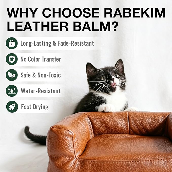 Black Leather Repair Kit, Leather Recoloring Balm – Restore & Repair Faded Leather on Couches, Car Seats, Shoes & Furniture | Leather Color Restorer & Conditioner | Easy DIY Application
