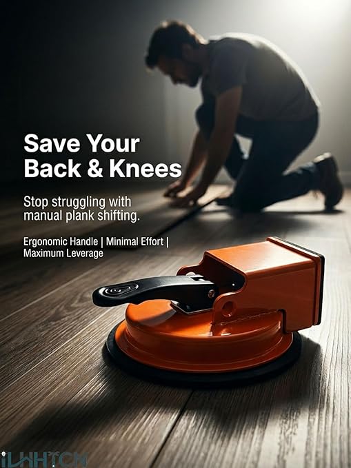 Laminate Floor Gap Fixer Tool Repair Kit, LVP Flooring Suction Cup Tool for Gaps, Heavy Duty Joint Puller Tools with 5 Reusable Sticky Pads & Rubber Mallet, Professional Hardwood Plank Closer (Orange)