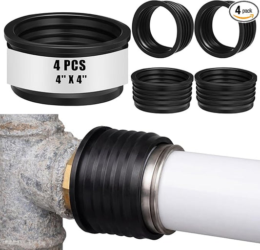 4 Pack 4'' to 4'' Cast Iron Hub to PVC Adapter Sewer Pipe Repair Kit Flexible Seal Fitting for Schedule Pipes Leak Resistant Corrosion Proof Durable