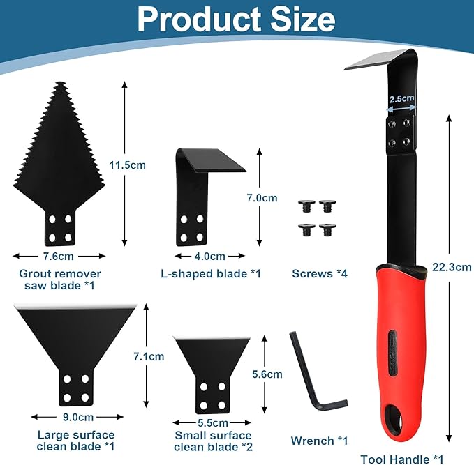 Grout Removal Tool, Tile Grout Scraper Saw, Caulk Remover,Multifunctional Scraper Tool Set with Detachable Blades for for Removing Paint, Wallpaper, Glue, Stains, Putty