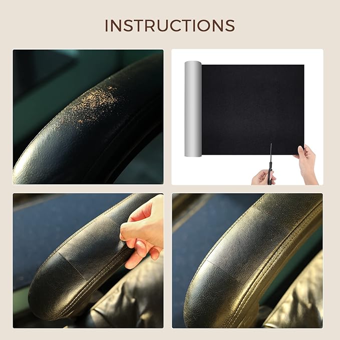 JDLUGH Sofa Leather Repair Patch Tape, Large Self Adhesive Couch, Car Seat, Office Chair, Leather Furniture, Vinyl Repair Patch Kit for Furniture (15x60 Inch, Yellowish Brown)