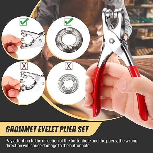 Mudder 301 Pcs Grommet Eyelet Pliers Tool Kit, Fabric Leather Hole Eyelets and Grommets Punch Pliers with 300 Metal Eyelets for Belt Shoes Cloths(1/4 Inch,Bronze)