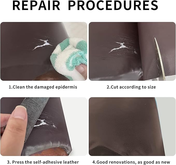 Lifeshoon Leather Repair Patch, 17X79 Inch Self Adhesive Leather Repair, Large Vinyl Patch Tape for Couches, Furniture, Car Seats, Cabinets, Wall, Handbags （Coffee, 17X79 Inch）
