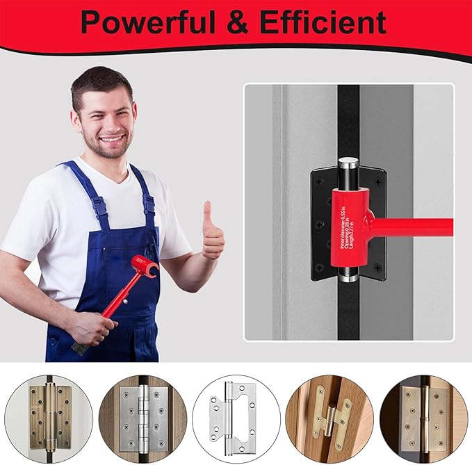 Hinge Gap Adjustment Wrench Tool Set, Upgraded 0.55-0.98 Inch Door Hinge Repair Spanner Key for Round Bolt Standard Gauge with 4-way Multi-Functional Utilities Key, Red