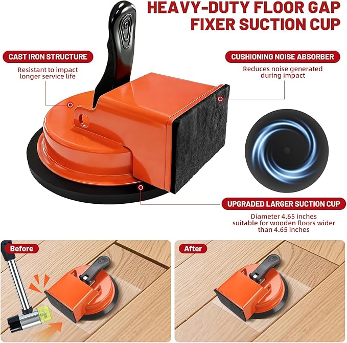 Floor Gap Fixer Tool Kit with 2 Rubber Mallets, 10 Reusable Sticky Pads, Suction Cup Laminate Flooring Tool for Fix Gaps, Heavy Duty Laminate Floor Gap Repair Kit for Vinyl Plank & Hardwood Floor