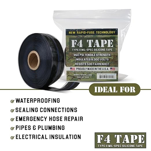 Bond It F4 Emergency Self-Fusing Silicone Tape, Repair Plumbing Pipe & Radiator Hose Leak, Electrical Insulation, Permanent Bonding, Waterproof, 1" x 36' x 20mil, Red, Pack of 2