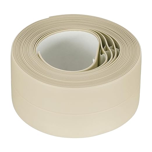 uxcell Waterproof Seal Caulk Strip Tape Self Adhesive 1.5" W x 10.5'L PVC Sealing Tape for Kitchen Bathroom Beige
