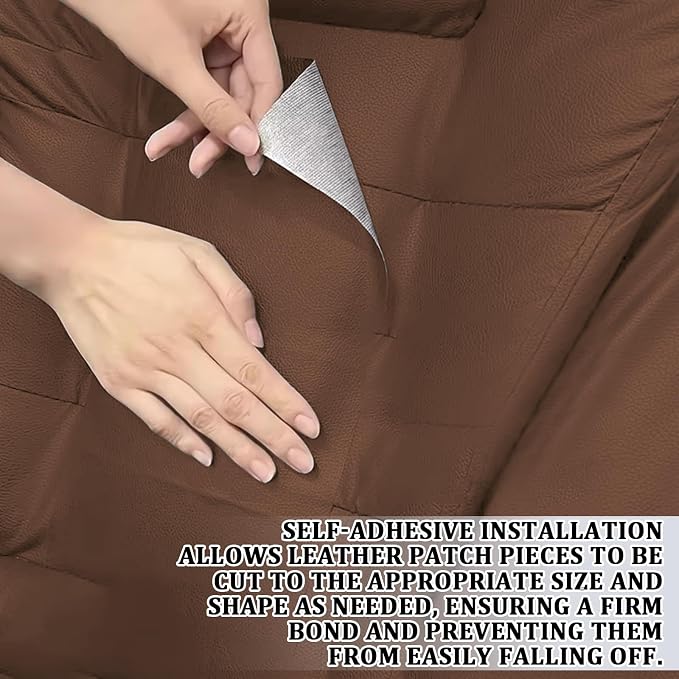 2 PCS 8 x 4 Inch PU Leather Patch for Car Seat Repair, Self-Adhesive Waterproof Vinyl Scratch Repair Kit, Breathable Leather Patches for Furniture, Car Upholstery, Couch, Sofa, Chair (Brown)