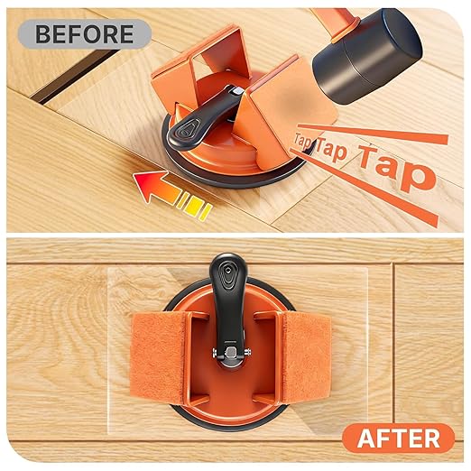 Floor Gap Fixer Tool Kit with Rubber Mallet & 10 Reusable Sticky Pads& Knee Pad,Suction Cup Laminate/Vinyl Flooring Tool for Fix Gaps,Heavy Duty Floor Gap Repair Kit for Vinyl Plank Hardwood Floor