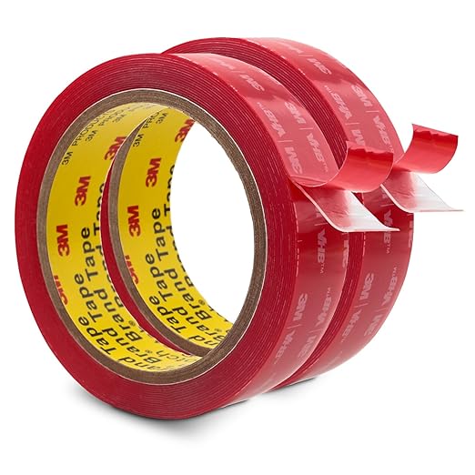 3M Double Sided Mounting Tape 1" x15.4Ft 2 Pack Heavy Duty Clear 4905 Adhesive Waterproof Heat Resistant Foam Tape for Home Office Car Deco, 0.02in Thick