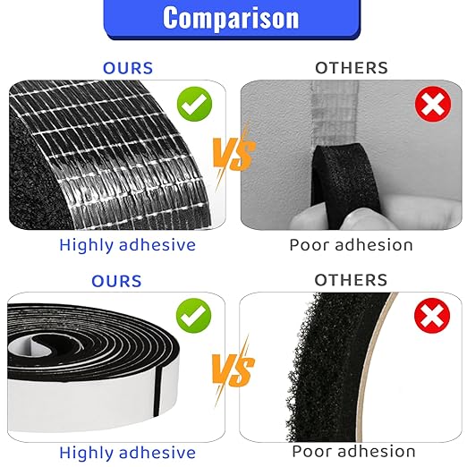 High Density Foam Tape - 1/2'' x 3/8'' x 13Ft Weatherproof Adhesive Prevent Condensation Heat Resistant Flame Retardant Weather Stripping Easy to Cut & Install & Remove for Car Doors Pipes Windows