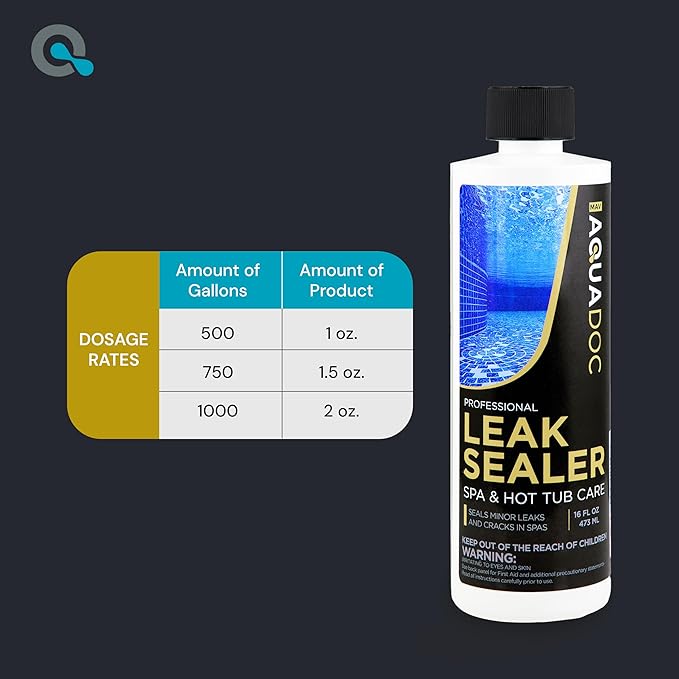 Hot Tub Leak Sealer to Fix Leaks Easily - Spa Leak Sealer 16oz, Advanced Spa Repair Chemical Made in the USA - AquaDoc
