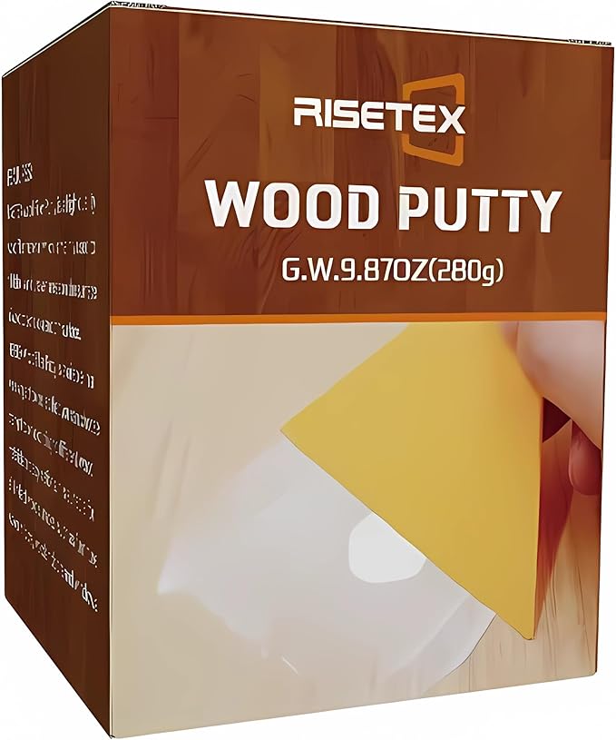 Wood Filler Putty - 9.87 oz, Walnut, Stainable & Paintable Repair Kit for Furniture, Quickly Fix Cracks, Chips, Nail Holes & Defects in Wood Floors & Cabinets - Easy Sanding