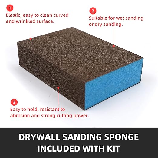 BONCART Wall Spackle & Drywall Repair Patch Kit with Mending Agent Putty, Repair Paste Plaster, Scraper & Sanding Sponge for Wall Crack/Nail Hole
