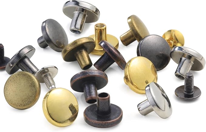 YORANYO 50Sets Chicago Screws Leather Rivets Assorted Screw Rivets Metal Studs for Clothing Chicago Binding Screws Spike and Studs for Decorate Repair Shoes Belts Bags Purse Dog Collars (Mixed in Box)