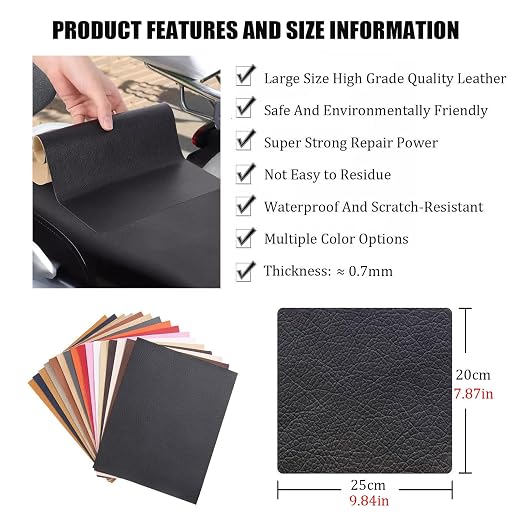 Self Adhesive Leather Fabric for Repair, Leather Rip Repair Kit Vinyl Repair Tape, Upholstery Leather Patches for Furniture Couch Chairs Car Seat(Copper Gold)