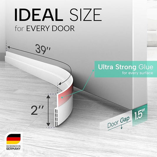 Vellure® Door Draft Stopper for Bottom of Door - Premium Door Sweep for Bottom of Door/Weather Stripping Door Seal (Save Energy – installs Quickly and Easily) Door Strip Ideal for