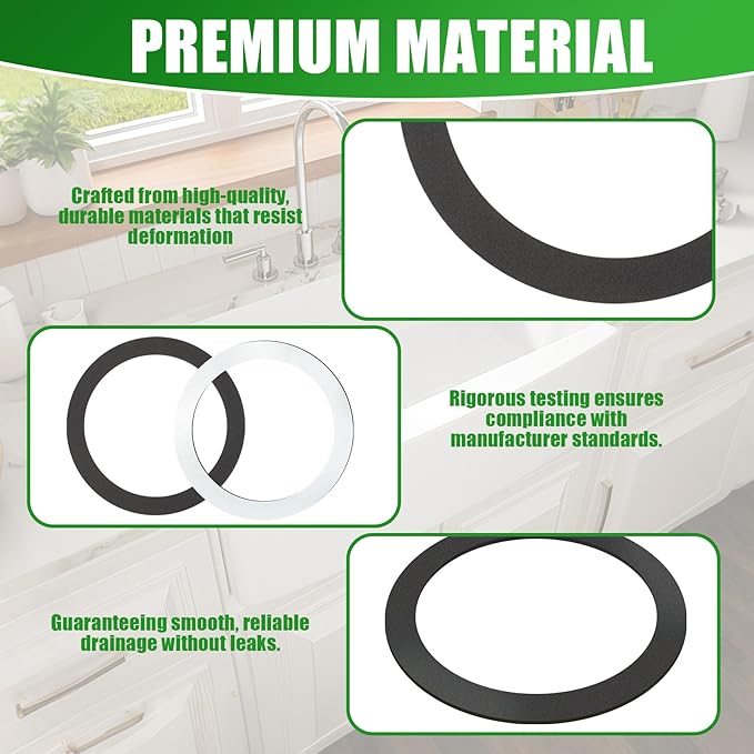 GIDDS-710001 No Putty Sink Drain Gasket 3-3/8", Self-Adhesive Kitchen Sink Drain Seal Replacement Fits All Standard Drain Attachments,Replaces Plumbers Putty for Sink Drain for Tub Drain,2-Pack