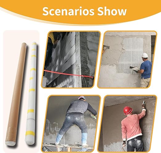 Fiberglass Mesh Roll for Stucco & Wall Repair –39 in, 107.6 Sq.Ft. Coverage,160g/㎡ Alkali Resistant Fibreglass Reinforcing Mesh, Non-Adhesive Fiber Patch for Plaster, Render, Tile,Gypsum Walls.