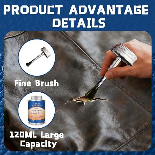 Leather Adhesive,120ML Leather Repair Glue Cement,Super Glue with Brush for Purses,Sofas,Furniture,Car Seat,Shoes,Waterproof, High Strength