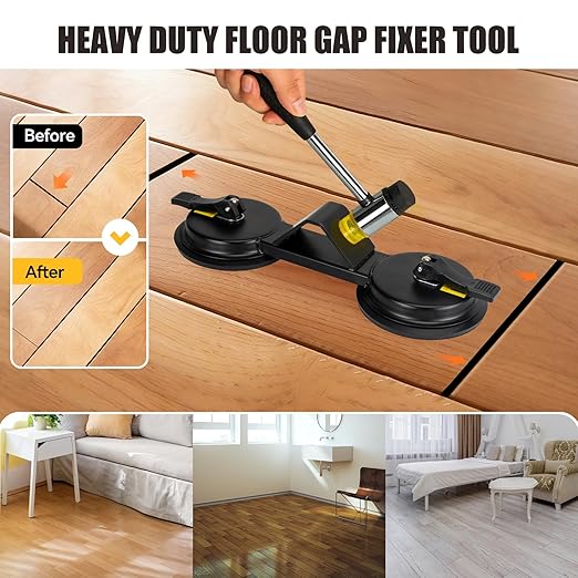 Upgraded Floor Gap Fixer Tool, Laminate Flooring Tools for Fixing Gaps, Plank Grabber Floor Fix Pro, Heavy Duty Suction Cup, 45°Striking Surface Flooring Repair Tool for Smooth Vinyl, Wood, Laminate