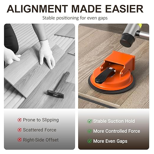 Floor Gap Fixer Tool, Heavy Duty Laminate Floor Suction Cup Repair Tool, for Laminate, Wood, Tile, Vinyl Floor Gap Repair Tool - Durable, Compact, & Efficient Flooring Tools (Red) (Orange)