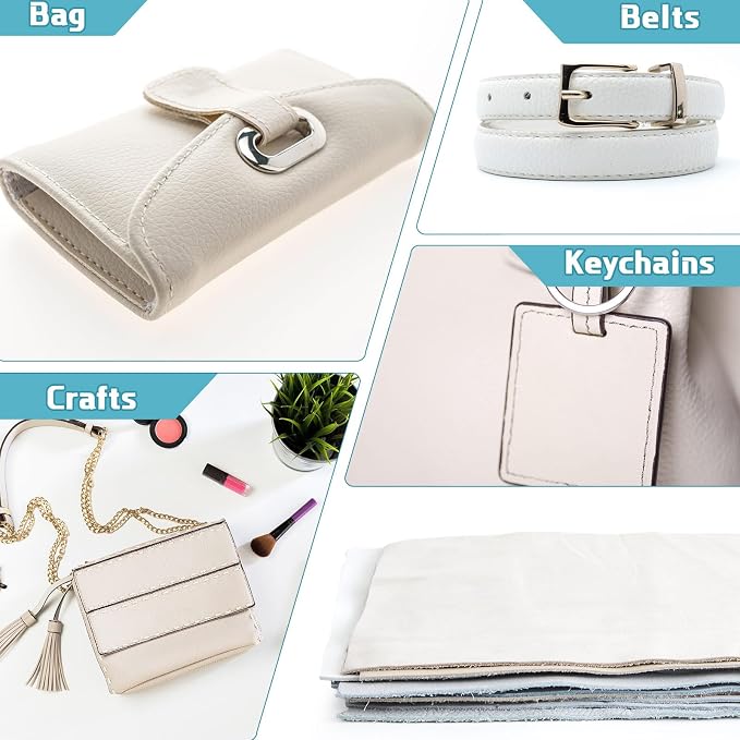 Amylove 30 Pcs Genuine Leather Scraps for Craft 12 x 7.8 Inch Tooling Leather Sheets Material(Light Colors)