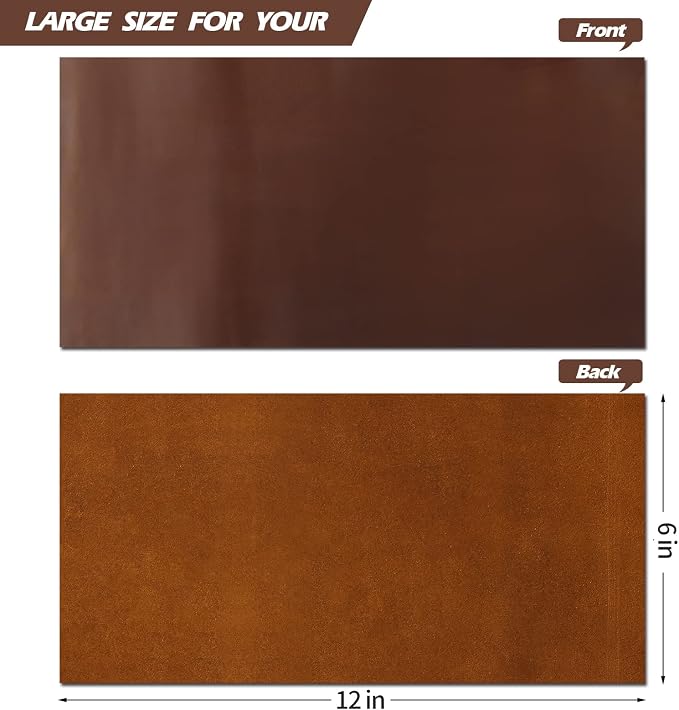 RingSun Genuine Leather Sheets for Craft 6''X12'' Full Grain Leather Tooling Leather (2mm), Dark Brown, RS106-8-6 * 12