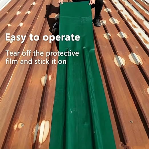 Waterproof Sealant Tape Self Adhesive Rubberized Asphalt Tape for RV Roof Metal Roof Corrugated Roof Leak Repair UV Resistant Heavy Duty Waterproofing Membrane (Green, 196.85 Inches X 11.81 Inches)
